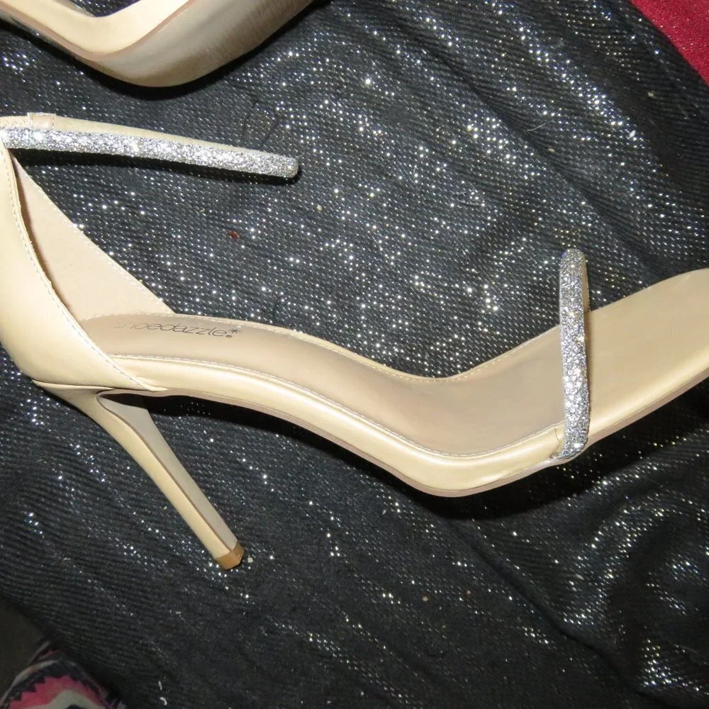 Alexxia Stiletto Ankle Strap Back Zip Heeled Sandals by Shoe Dazzle size 11 NWT